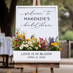 Love is in Bloom Custom Bridal Shower Welcome Sign Decal - Decal Lettering Words for DIY Flower Box Sign for Wedding - Bouquet Bloom Box