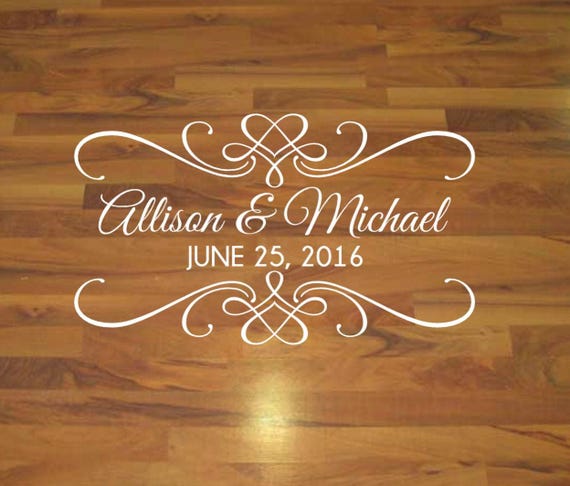 Personalized Wedding Dance Floor Decal, Classic Wedding Decorations, Custom Vinyl Floor Sticker, Wedding Reception Decor, Bride Groom & Date
