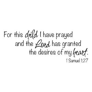 For This Child Wall Decal - Biblical Nursery Wall Decal - I have Prayed Wall - 1 Samuel Religious Nursery - New Baby Gift - Baptism image 2