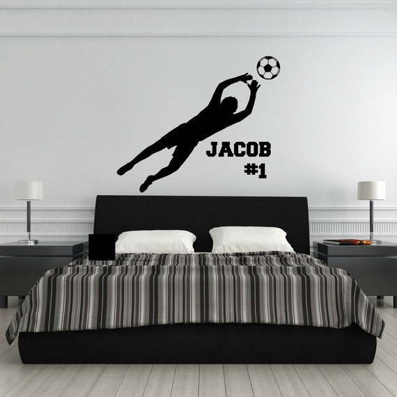 Personalized Soccer Decal For Boys Boys Soccer Decor Boys Soccer Room Vinyl Wall Decal Soccer Silhouette Wall Decal Soccer Goalie Decal