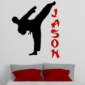 Personalized Karate Decals for Walls, Karate Gifts for Boys, Taekwondo Wall Stickers, Martial Arts Wall Decor,  Karate Wall Decal