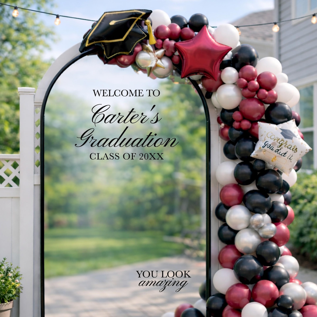 Graduation Mirror Decal Welcome Sign, Personalized Class of 2026 Party ...