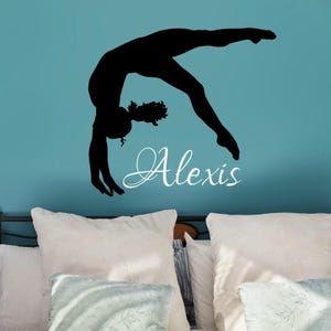 Custom Gymnastics Name Wall Decal, Personalized Dance Wall Decal, Teen Girl Name Wall Decal, Gymnast Wall Decal, Gift for Tween Girl Gymnast