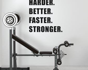 Harder Better Faster Stronger - Home Gym Motivational Quote - Weight Room Wall Decal- Fitness Wall Decal - Weight Room Wall Art