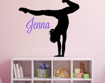 Custom Gymnast Vinyl Decal - Personalized Gymnastics Decor - Bedroom Wall Decal for Girls - Name Wall Decal - Dance Wall Decal with Name