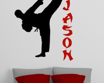 Personalized Karate Decals for Walls, Karate Gifts for Boys, Taekwondo Wall Stickers, Martial Arts Wall Decor,  Karate Wall Decal