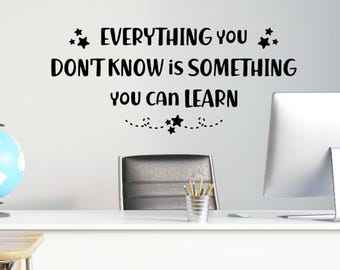 Wall Decals for Teachers, Learning Wall Decal for Classroom, Vinyl Wall Decal for Gym, Removable Wall Decals Gym, Learning Quotes Wall Decal