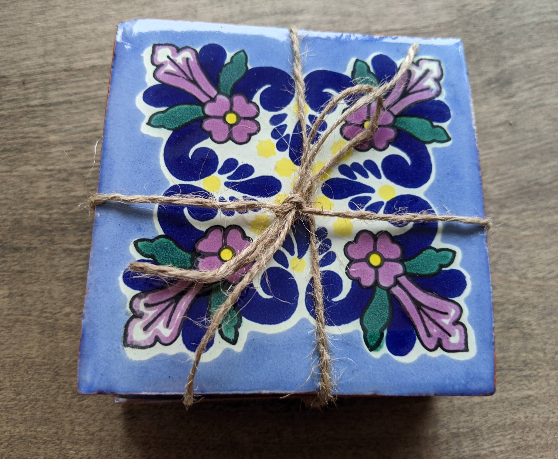 Set of 4 Mexican coasters/ Mexican coaster set/ rustic boho Etsy