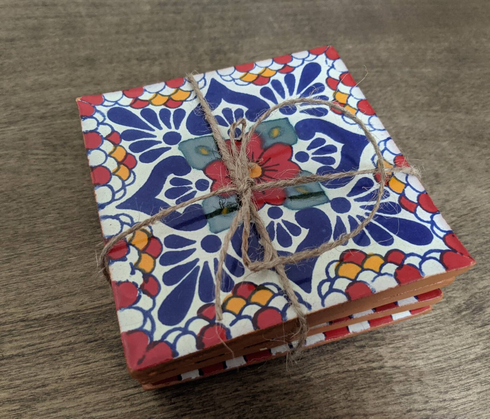 Set of 4 Mexican coasters/ Mexican coaster set/ rustic boho Etsy