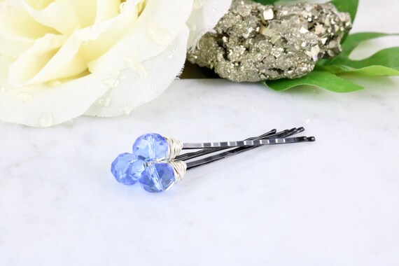 Blue Crystal Hair Pins Silver Bobby Pins Bridal Bobby Pins Etsy