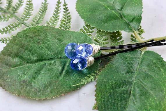 Blue Crystal Hair Pins Silver Bobby Pins Bridal Bobby Pins Etsy
