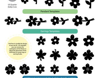 Floral Jewelry Stencil Templates for Earrings and Pendants (Digital Download).