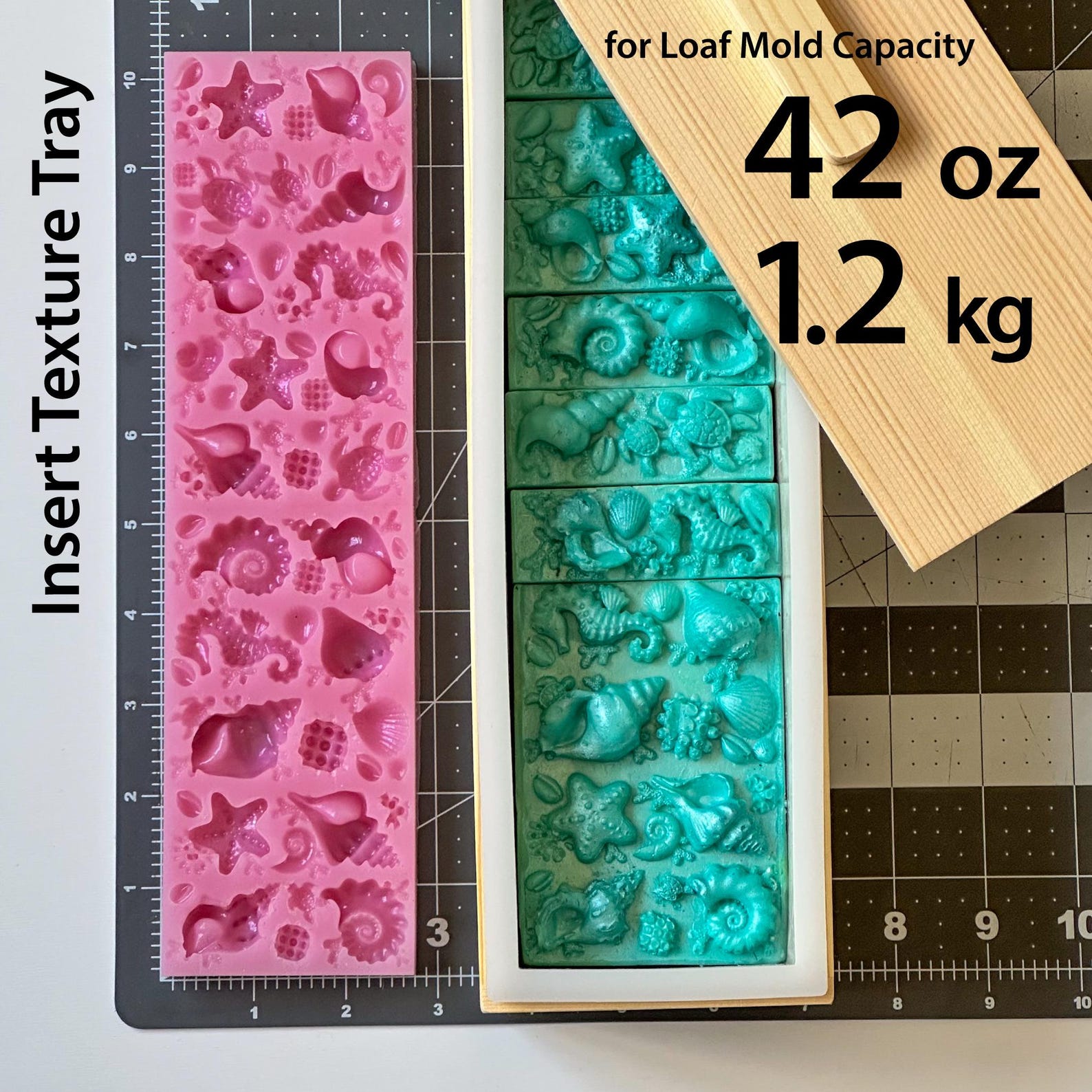 Soap Textured Insert Impression Silicone Mat Tray for 42 Oz Capacity 10 ...