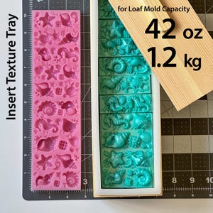 Soap Textured Insert Impression Silicone Mat Tray for 42 oz capacity 10" DIY loaf soap mold. Ocean creatures and Shells themed.