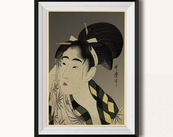 Japanese Wall Art- Vintage Inspired -Illustration - Wall Art Large - Artwork Poster - Woman - Art to Print - Wall Hanging
