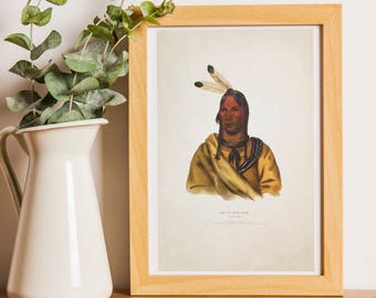 Native Art - Native Americans - Wall Art -Vintage Illustration - Poster  - Art to Print - Wall Hanging