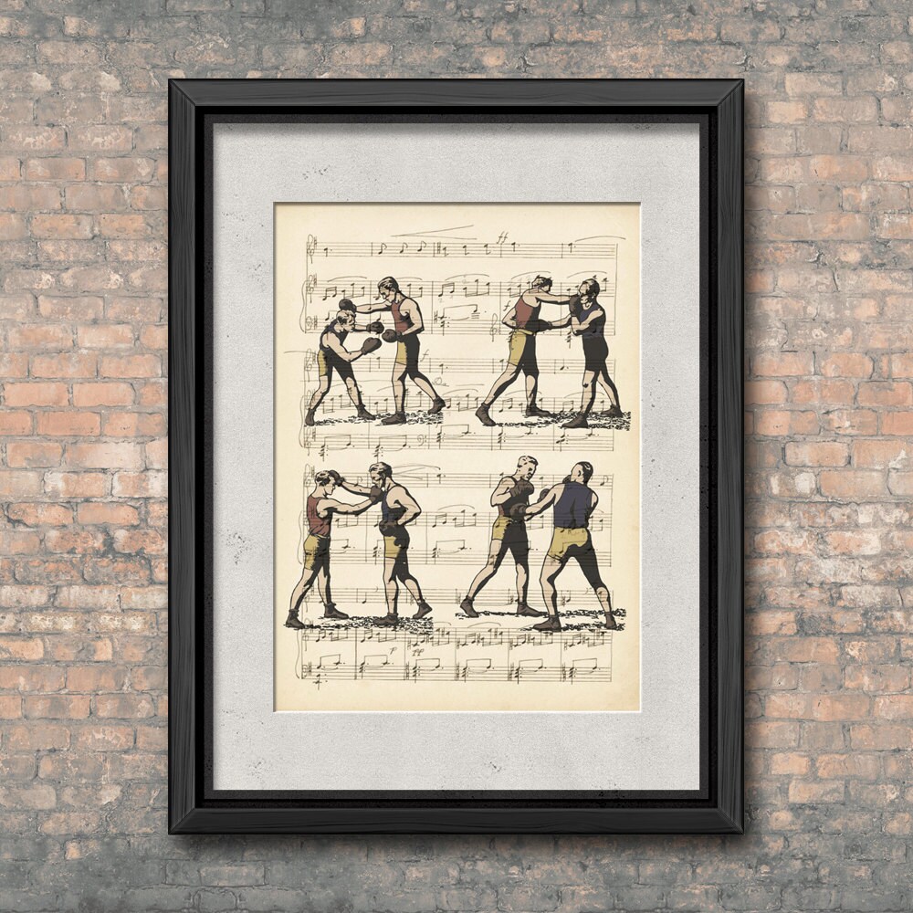 Vintage Boxing Illustration Vintage Print Old Boxing Etsy