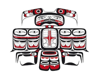 Based on Haida designs - Art - Print IIlustration - Wall Art - Digital Illustration - Art Print  -Indians - Art