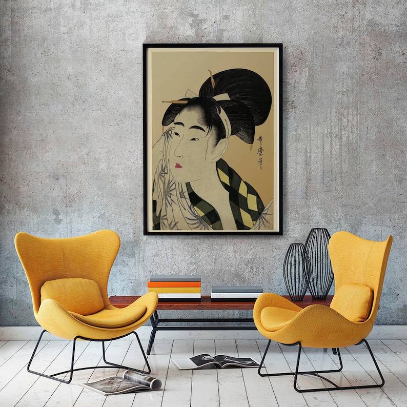 Japanese Wall Art Vintage Inspired illustration Wall Art Large Artwork