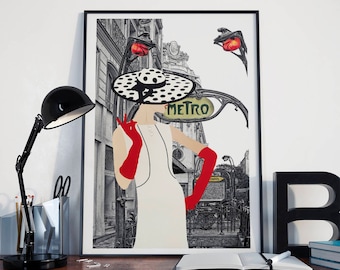 Vintage Paris - Fashion Illustration - Retro Fashion Art - Digital Collage - Art Print.