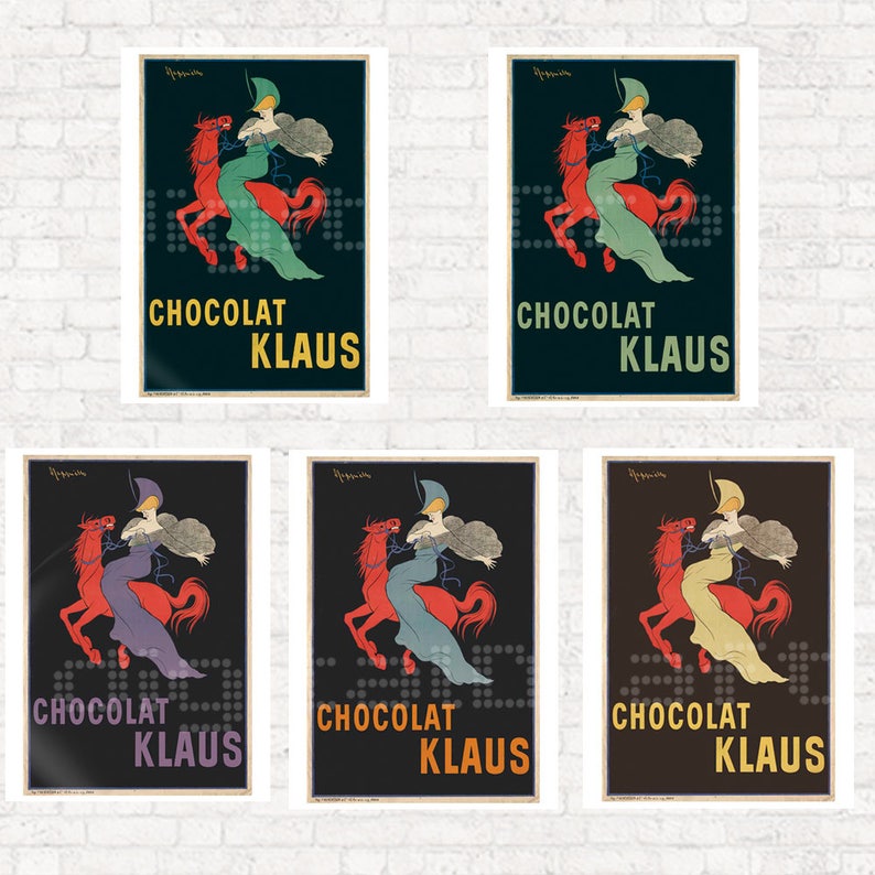 Advertising Chocolat Wall Art Vintage Illustration Poster Print Retro Woman Wall Poster Art to Print Wall Hanging Green / Green