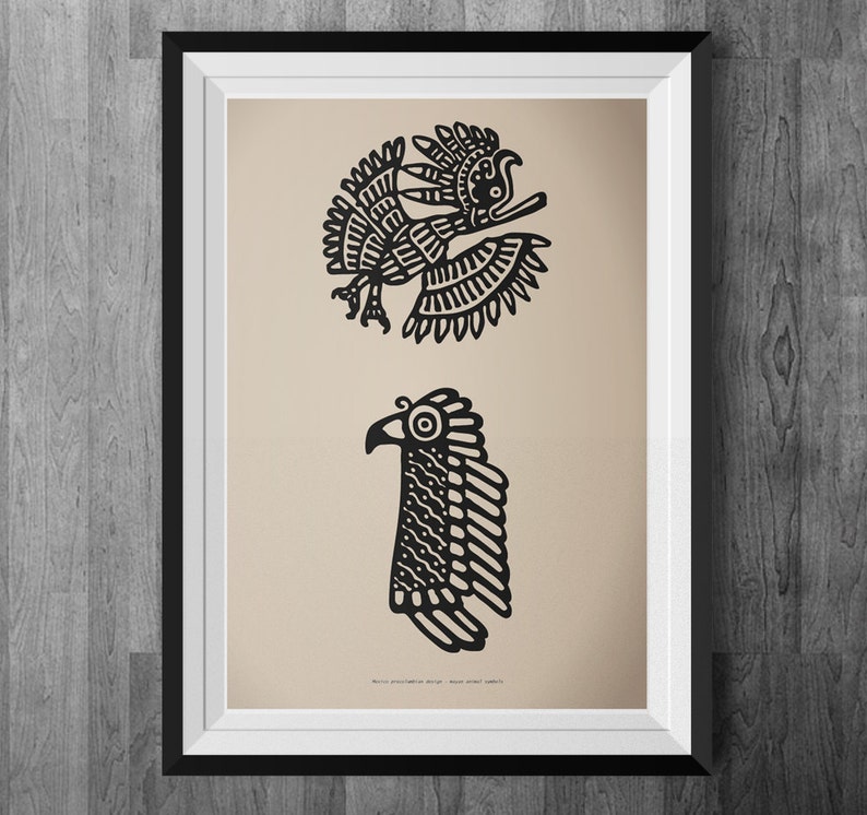Illustration Art Bird Mayan Symbol Native Art Pre Etsy