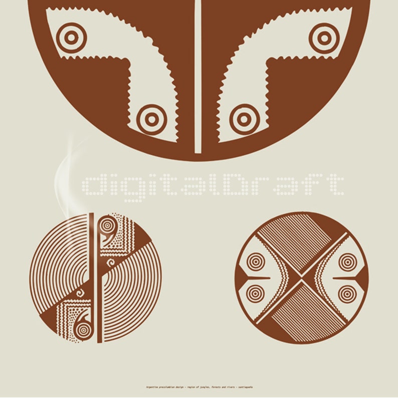 Birds Poster Native Art Brown Pre columbian Circles Illustration Geometric Desing Modern Wall Art Folk Art image 5