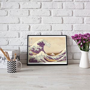 Japanese wall paintings Home Decor-Art Wall Prints-Vintage Inspired Illustration Poster Wall Hanging Purple