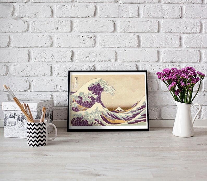 Japanese wall paintings Home Decor-Art Wall Prints-Vintage Inspired Illustration Poster Wall Hanging Purple