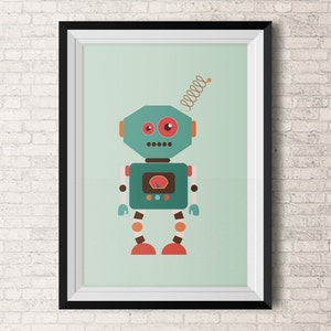 Robot Prints Modern Nursery Robot Wall Art Art For Kids Room Children Art Kids Room Art Art to Print image 2