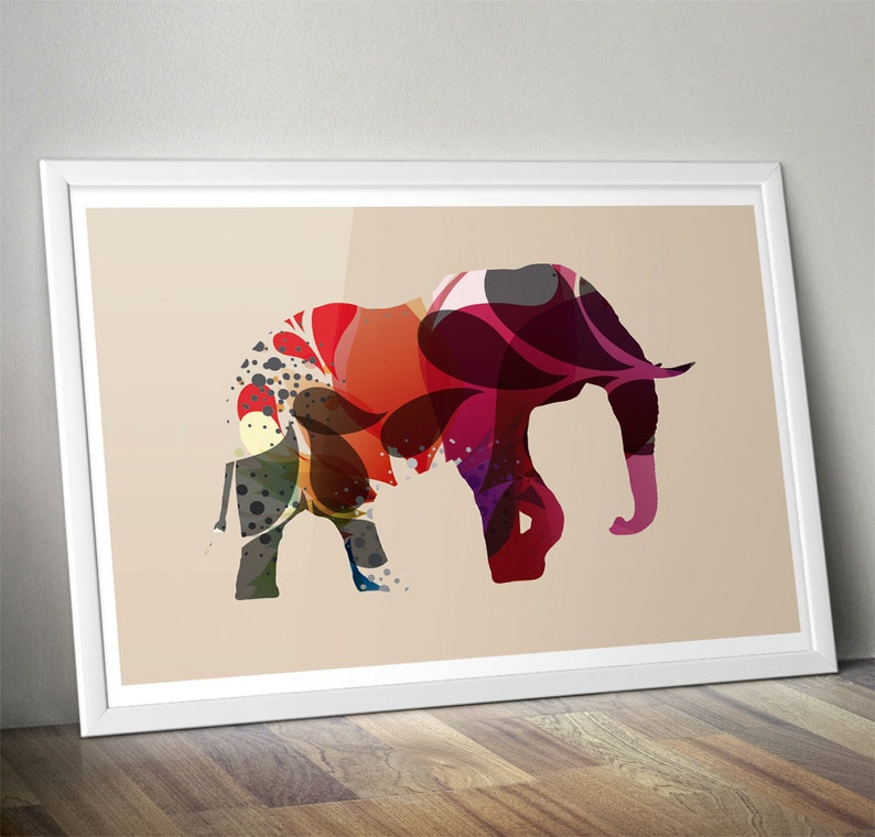 Elephant Colorful Print Premium Wall Art Decor - Etsy