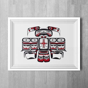 Based on Haida designs Art Print IIlustration Wall Art Digital Illustration Art Print Indians Art White