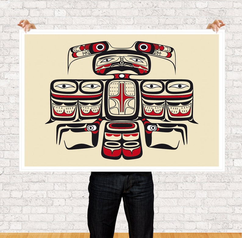 Based on Haida designs Art Print IIlustration Wall Art Digital Illustration Art Print Indians Art Cream