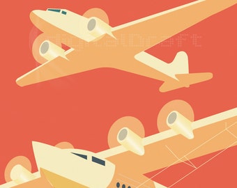 Seaplane Illustration -  Print Poster - Home Decor - Travel -  Airport - Art Print - Vintage Inspired - Wall Art