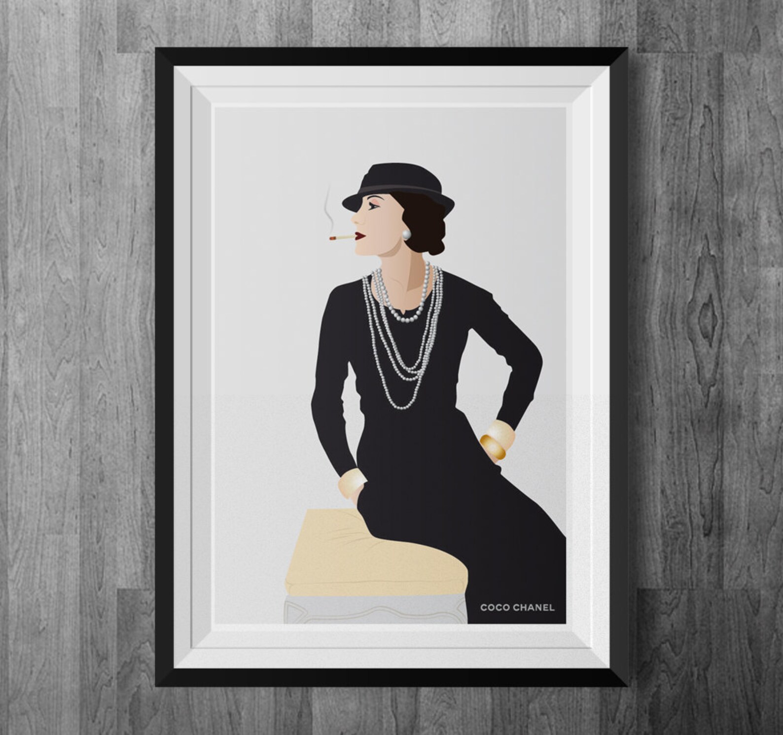 Paris Chanel Illustration Retro Art Digital Collage | Etsy