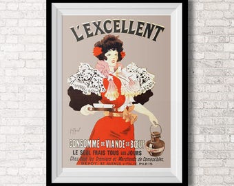 Kitchen - Decoration - Art - Vintage Illustration - Food - Print Retro - Woman - Wall Poster - Art to Print - Wall Hanging