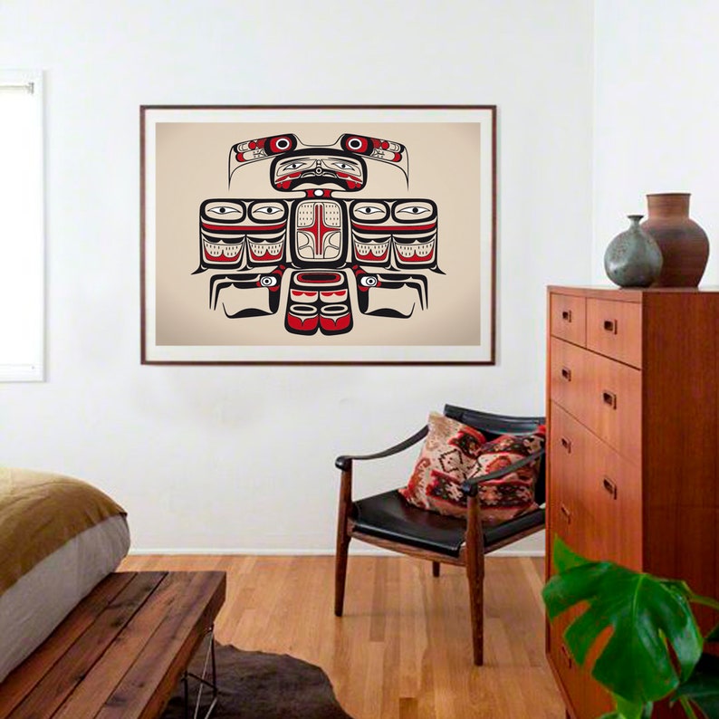 Based on Haida designs Art Print IIlustration Wall Art Digital Illustration Art Print Indians Art Beige