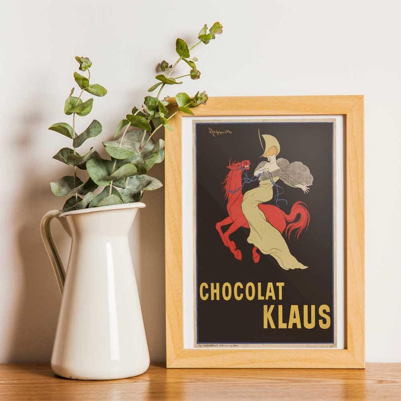 Advertising Chocolat Wall Art Vintage Illustration Poster Print Retro Woman Wall Poster Art to Print Wall Hanging Cream