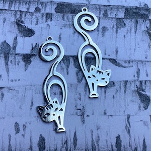 Cat charms - set of 2 - laser cut metal