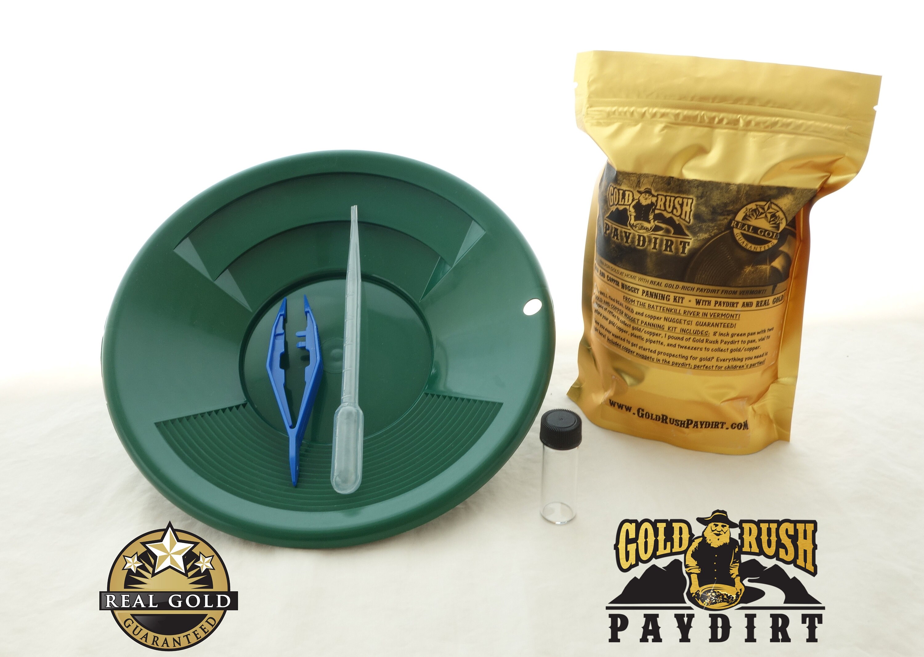 Gold and Copper Panning Kit W/ GOLD RUSH Paydirt, Real Gold Guarantee Free  Ship Real Gold From Alaska 