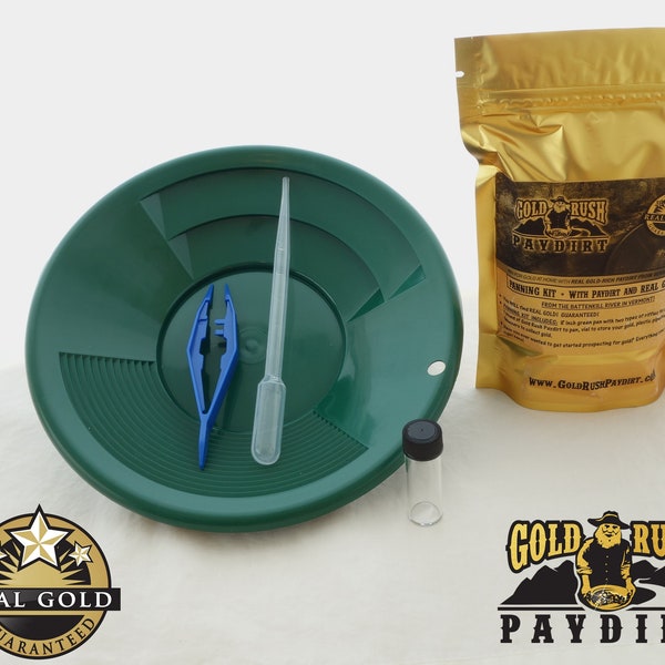 Gold Panning Kit w/ GOLD RUSH Paydirt, Real Gold Guarantee!  Free Ship!  Real Gold from Alaska!