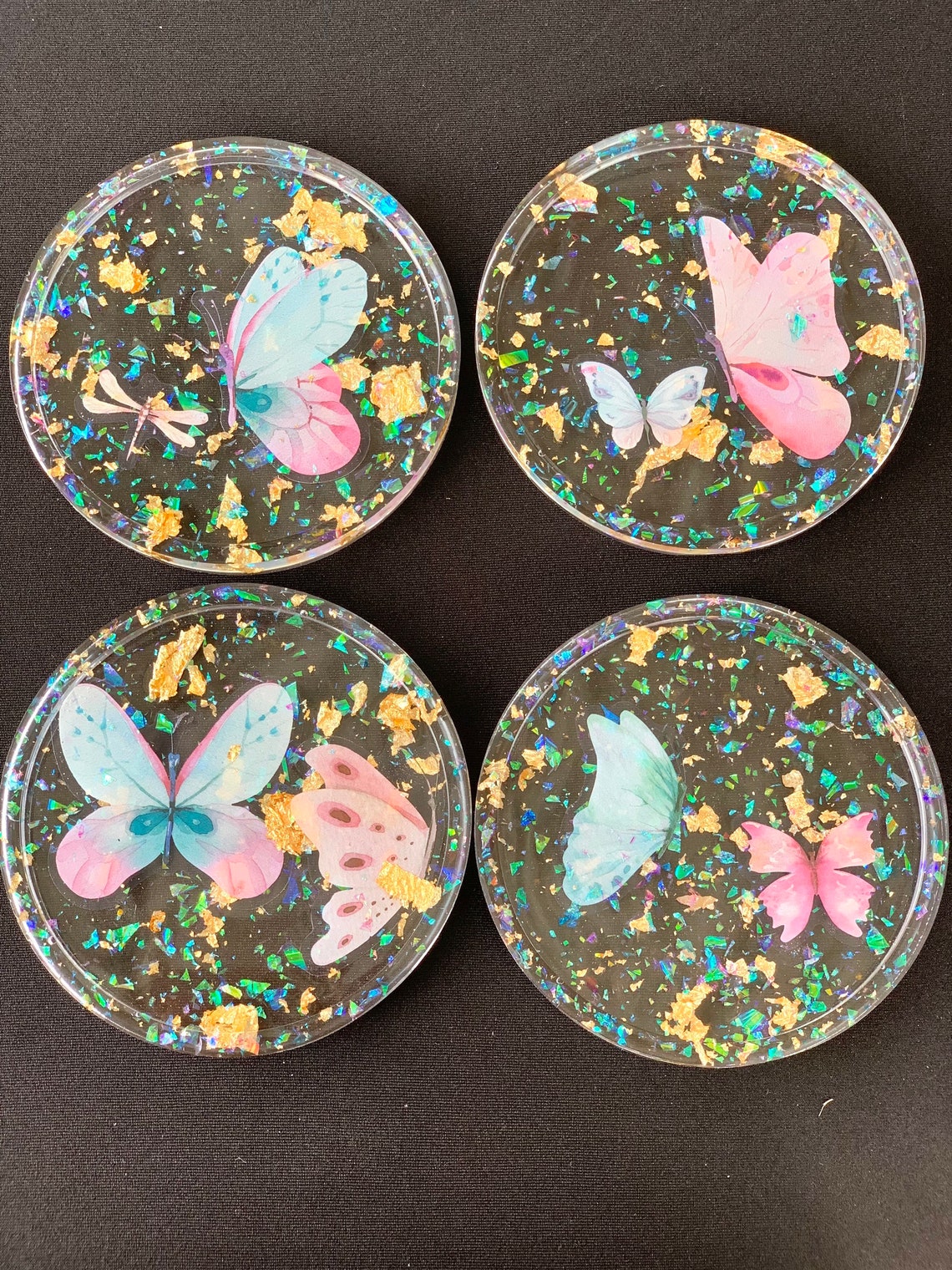 Decorative Butterfly Resin Coasters Set of 4 Etsy