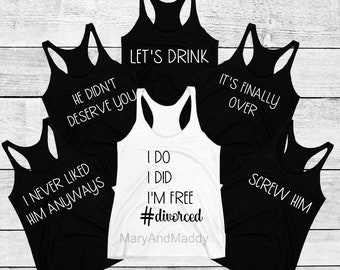 Just Divorced T Shirt Black White Slogan Tee Funny Joke Divorce Party Celebrate