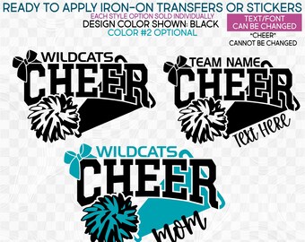 s140-5F Ready to Apply IronOn Transfer or Sticker Wildcats Eagles Team Cheer Mom Dad Sister Brother Squad Custom Vinyl/Glitter/Holographic