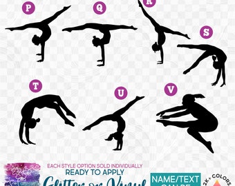 s019-1 Ready to Apply Iron On Transfer or Sticker Decal Gymnastics Gymnast Silhouette  Vinyl/Glitter/Holographic