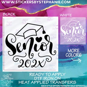 s151-1G-P2430 Senior Graduation Graduate 2025 250+ Colors Matte Vinyl DTF Iron On Heat Press Applied T-Shirt Transfer