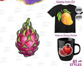 Fruit Berries Tropical Illustrated Graphic Ready-to-Apply Iron-On Transfer or Sticker
