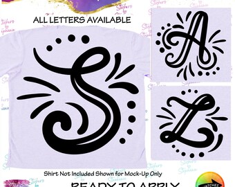 Script Monogram Letter Graphic Ready-to-Apply Iron-On Transfer
