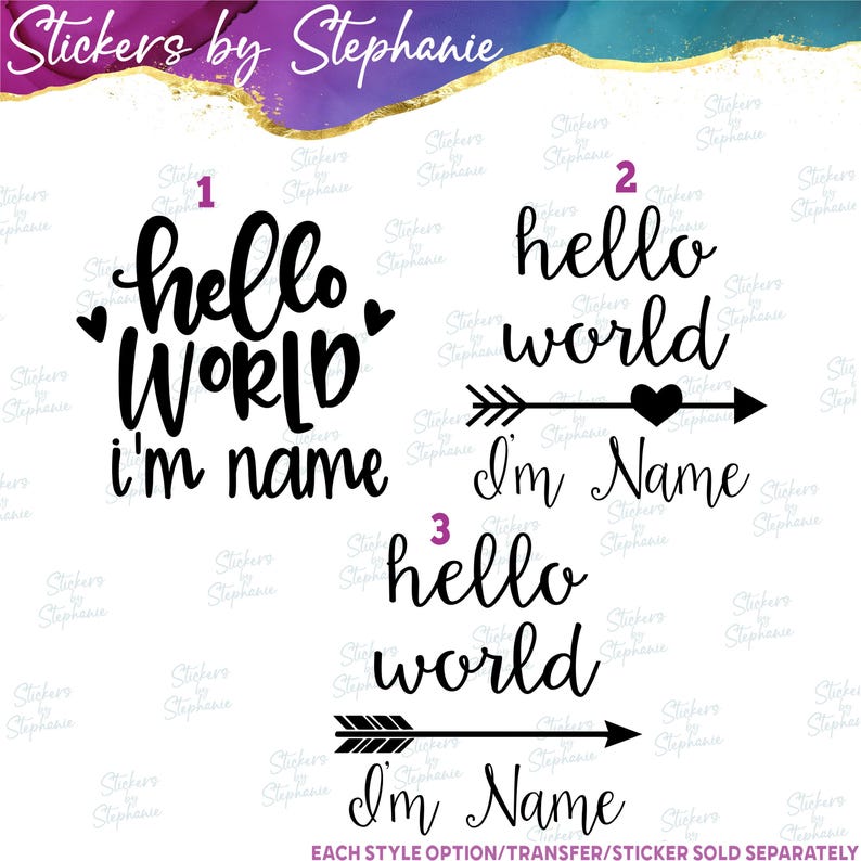 Hello World Name Custom Ready-to-Apply Iron-On Transfer image 2