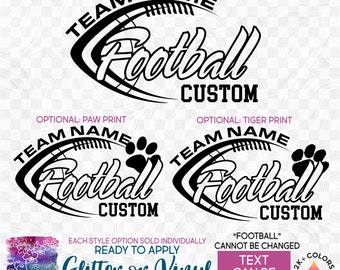 s044-G Ready to Apply IronOn Transfer or Sticker Football Team Wildcats Bulldogs Tigers Bears Paw Print Custom Vinyl/Glitter/Holographic